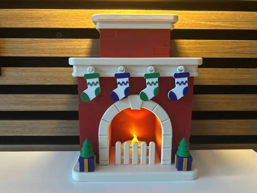 How to print a cozy Christmas fireplace with multiple colors of pla plus filament it - UJOYBIO