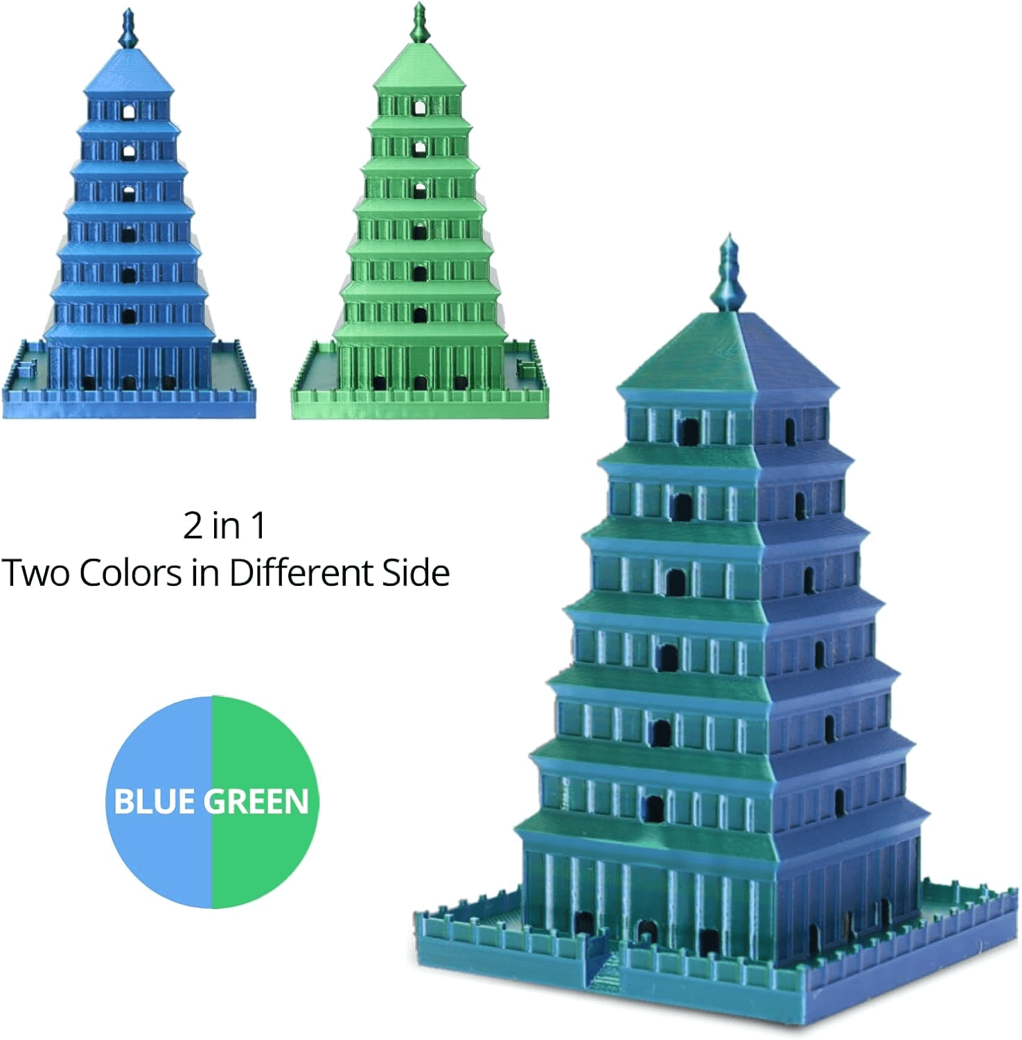 UJOYBIO Dual-color Silk PLA 3D Printing Filament  1.75MM 10KG