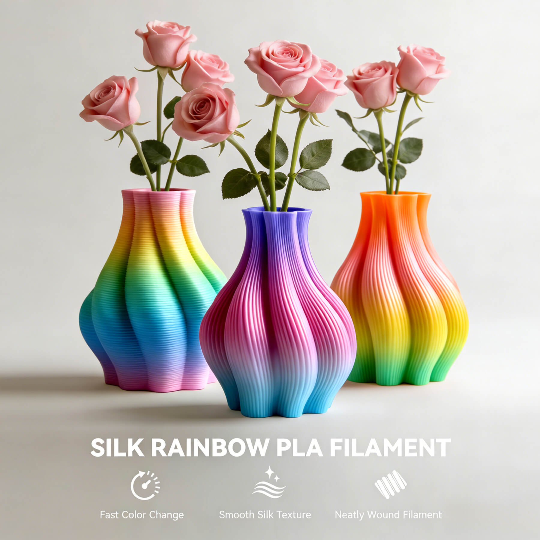 UJOYBIO Silk Rainbow PLA 3D Printing Filament 1.75MM 1KG