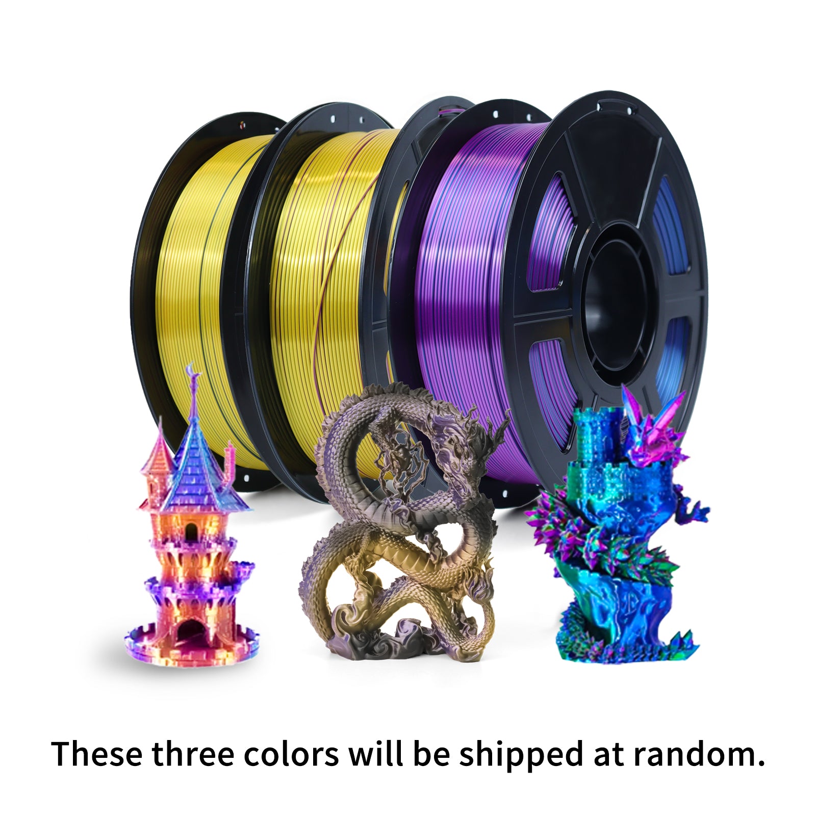 UJOYBIO Tri-Color Silk PLA  3D Printing Filament 1.75MM 1KG--Multi-Tone Silk Finish