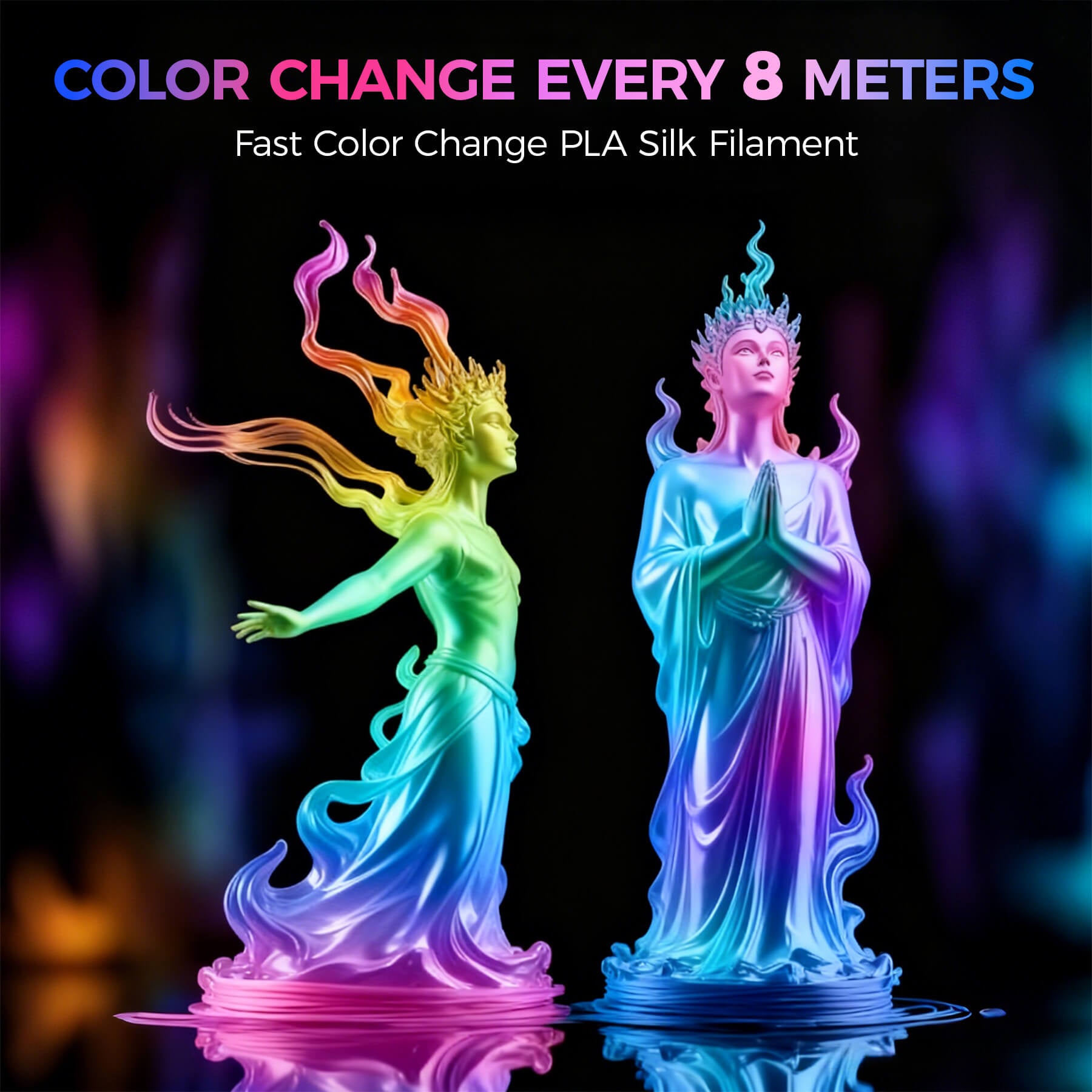 UJOYBIO Silk Rainbow PLA 3D Printing Filament 1.75MM 1KG