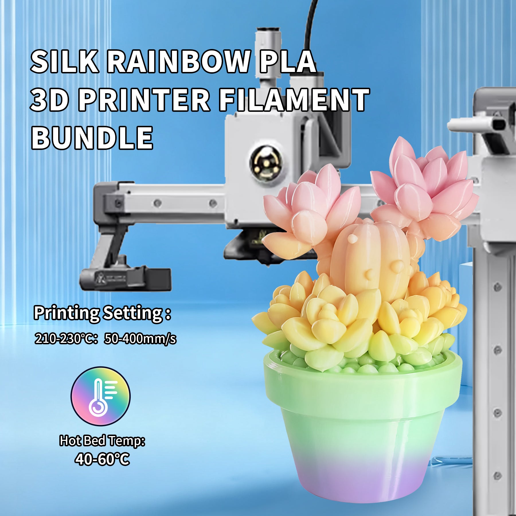 UJOYBIO Tri-Color Silk PLA 3D Printing Filament 1.75MM 1KG--Multi-Tone Silk Finish