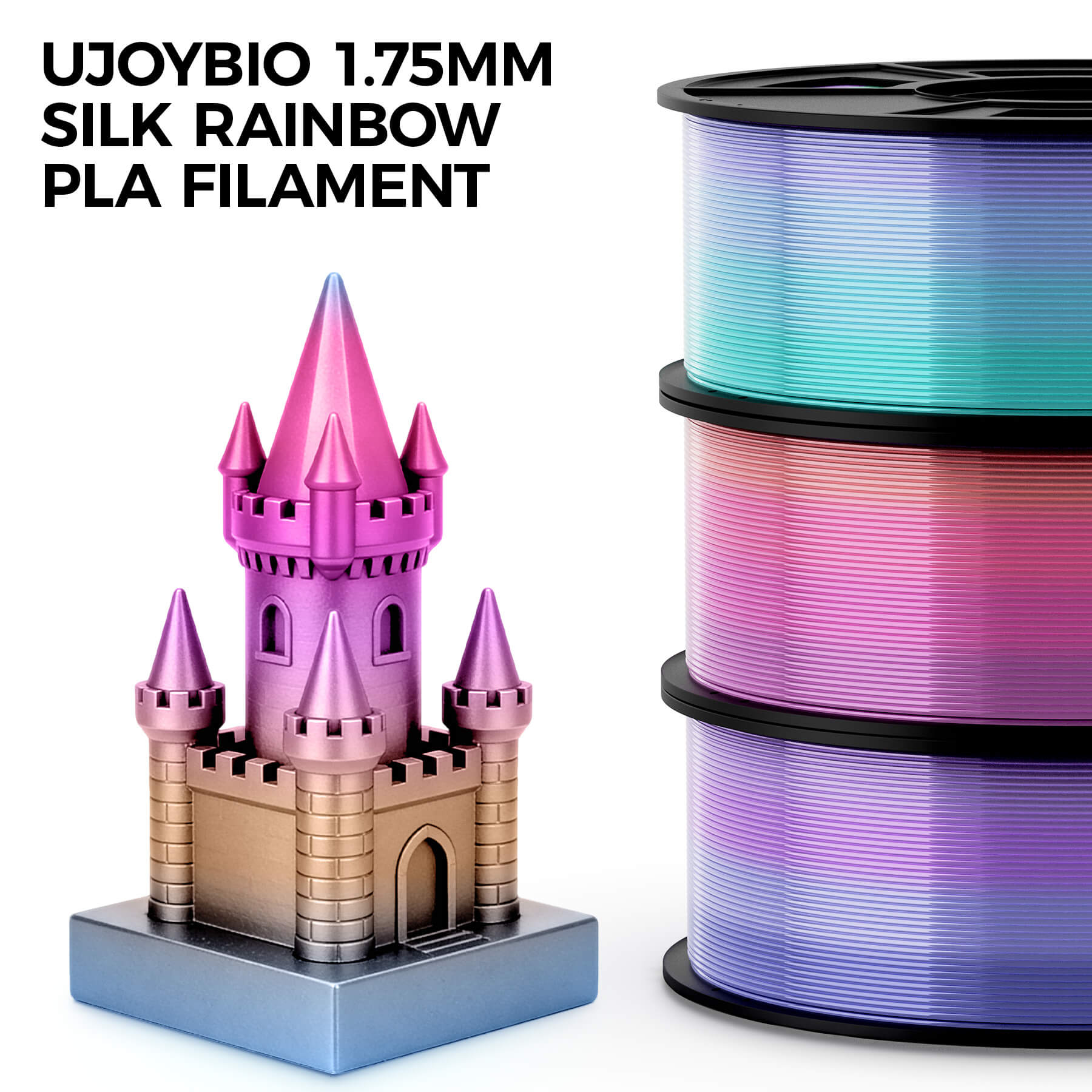 UJOYBIO Silk Rainbow PLA 3D Printing Filament 1.75MM 1KG