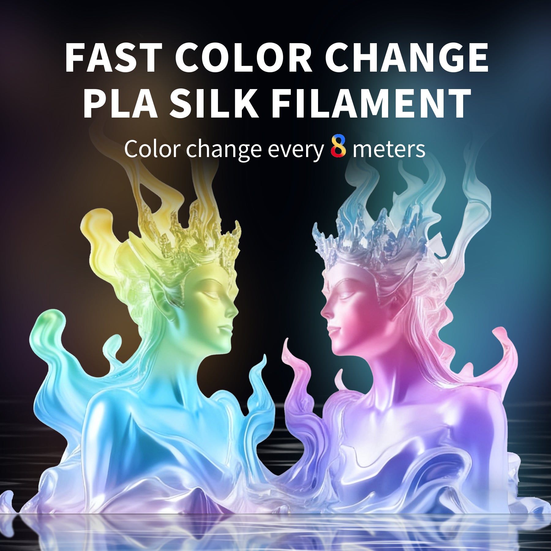 UJOYBIO Tri-Color Silk PLA 3D Printing Filament 1.75MM 1KG--Multi-Tone Silk Finish