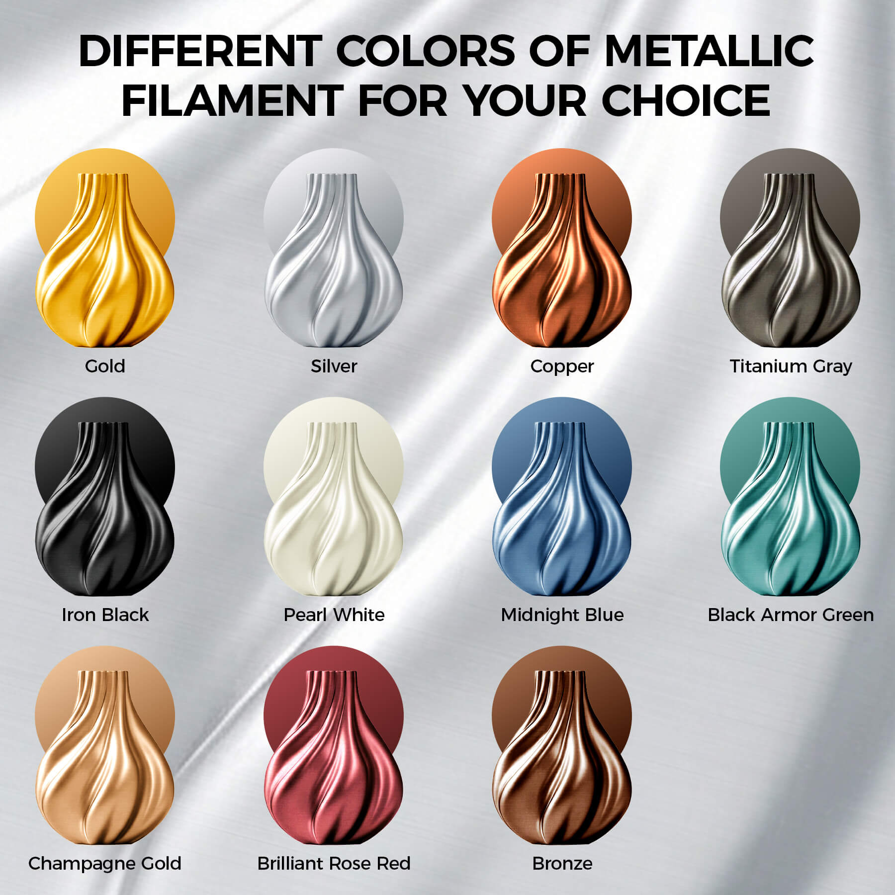 DIFFERENT COLORS OF METALLIC