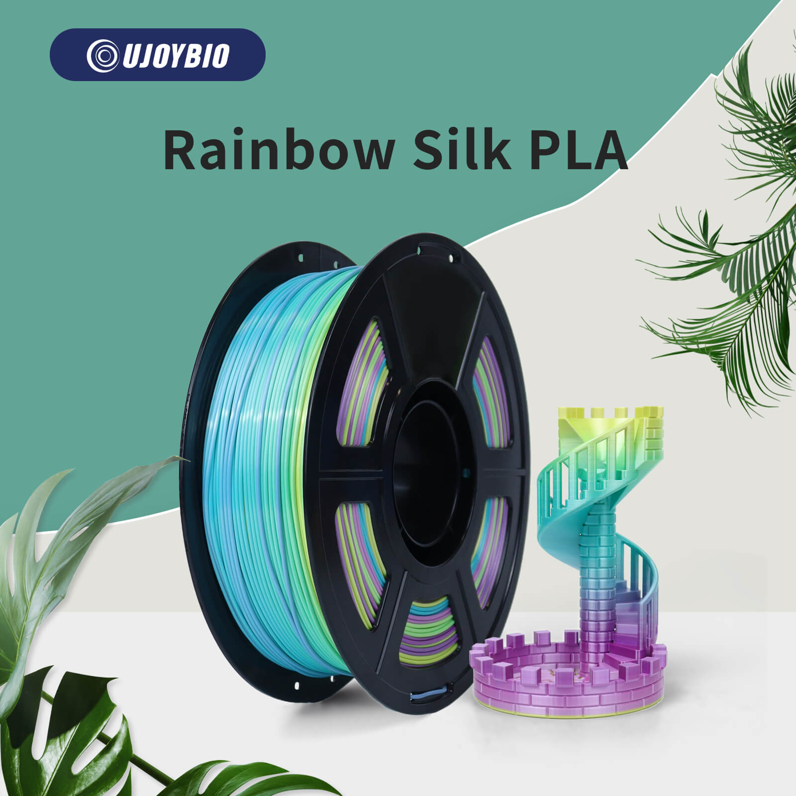 UJOYBIO Silk Rainbow PLA 3D Printing Filament 1.75MM 1KG
